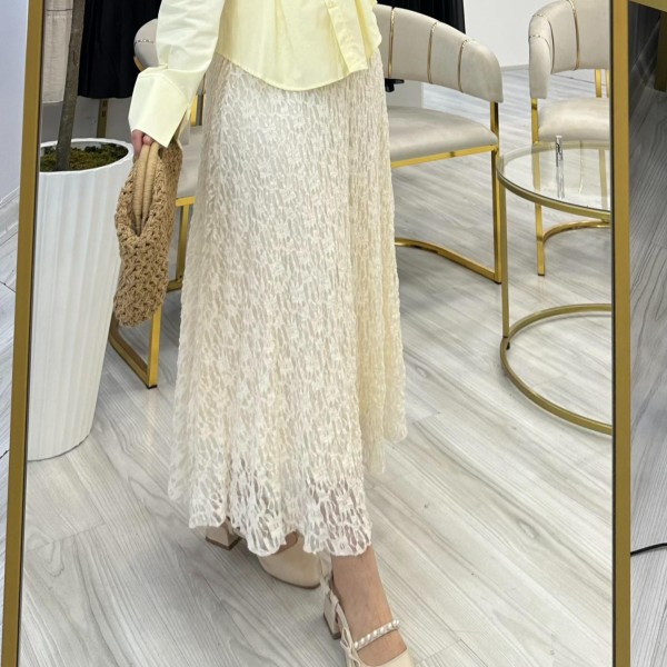 Krem Dantelli Etek