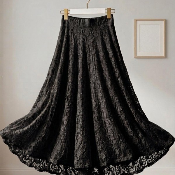 Siyah Dantelli Etek