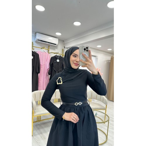 Siyah Gold Tokalı Bluze