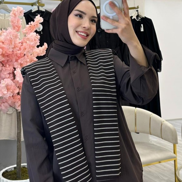 Atkılı Poplin Gömlek