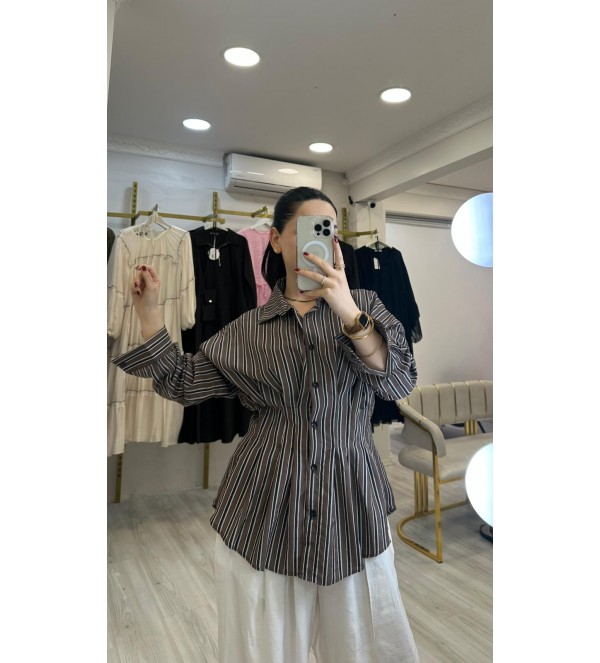 Kahve Çizgili Gömlek