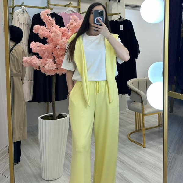 Sarı Beyaz Şal Takım