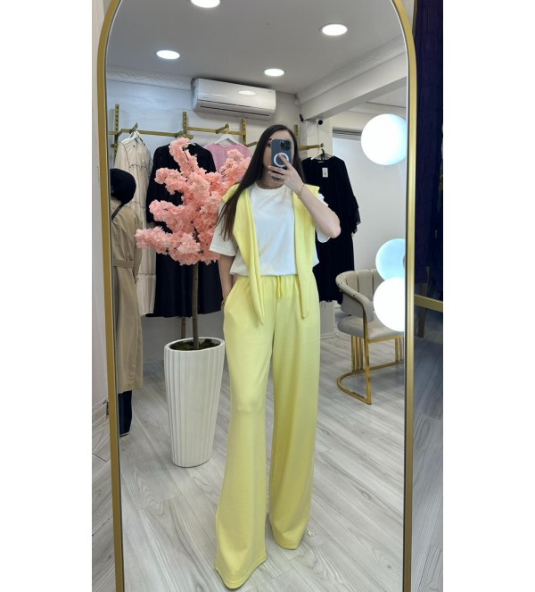 Sarı Beyaz Şal Takım