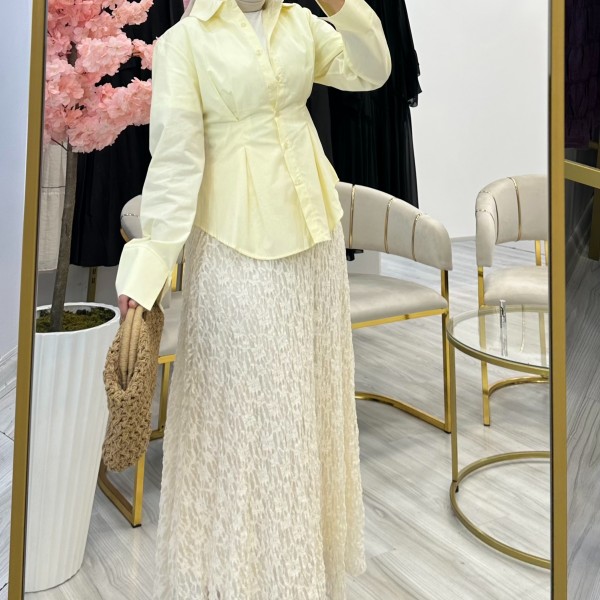 Pileli Sarı Gömlek