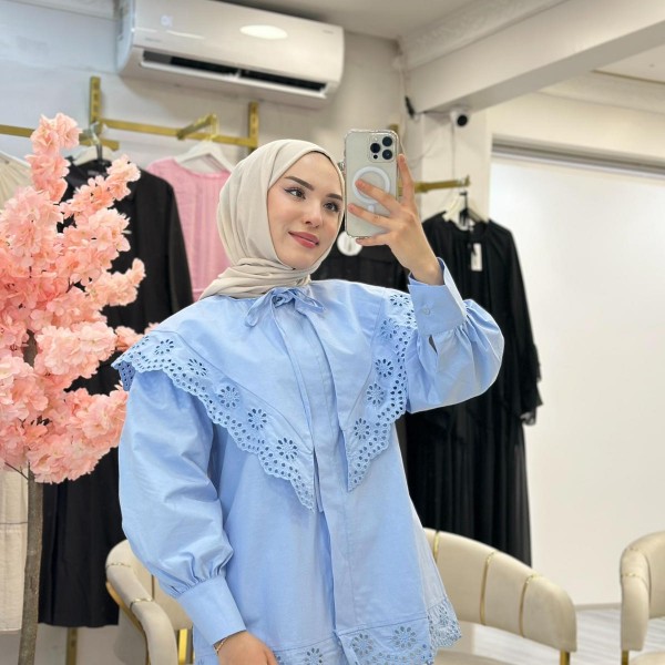 Mavi Güpürlü Gömlek