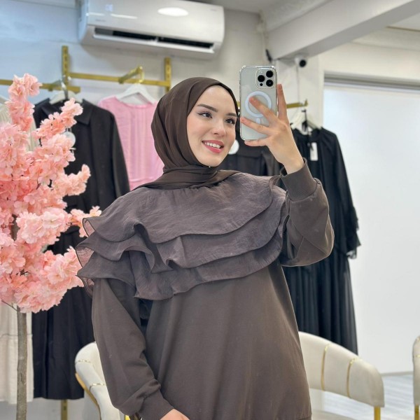 Kahve Fırfırlı Sweat