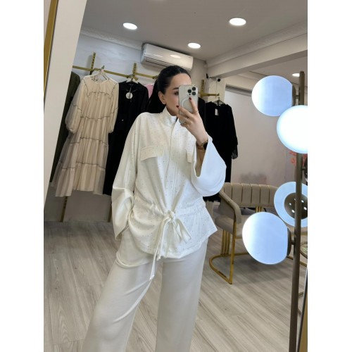 Beyaz Taşlı Oysho Takım