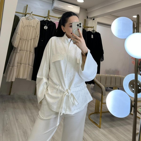 Beyaz Taşlı Oysho Takım