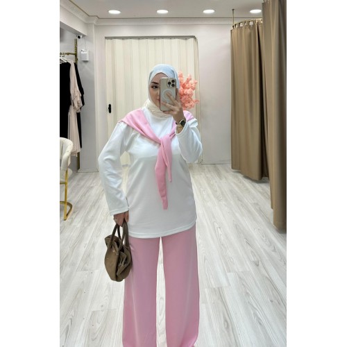 Pembe Şal Takım Uzun Kol