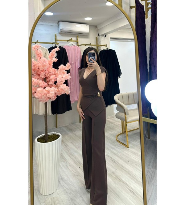 Kahve Yan Tokalı Takım