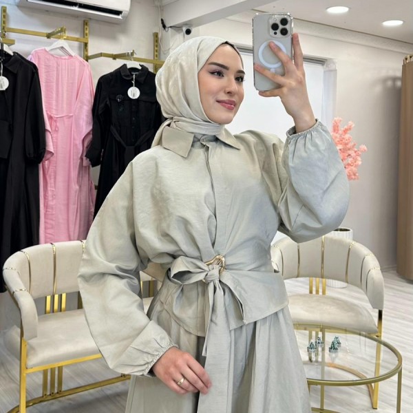 Krem Gold Kemerli Takım