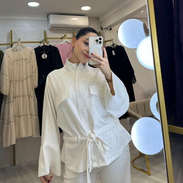 Beyaz Taşlı Oysho Takım