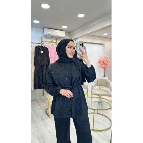 Nare Simli Siyah Takım