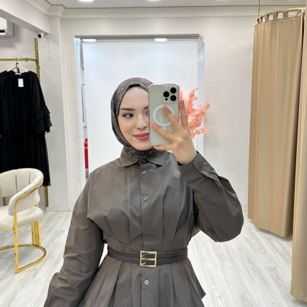 Prime Geniş Kemerli Etekli Kahve Takım