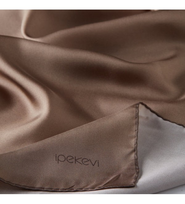 Düz Tivil İpek Eşarp Kahve