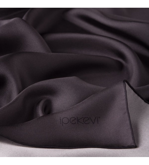 Düz Tivil İpek Eşarp Siyah